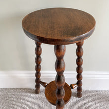 Load image into Gallery viewer, Vintage wooden French oak bobbin legged side table or high stool - Moppet
