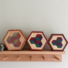 Load image into Gallery viewer, Vintage Chinese hexagonal straw inlaid nesting boxes - Moppet

