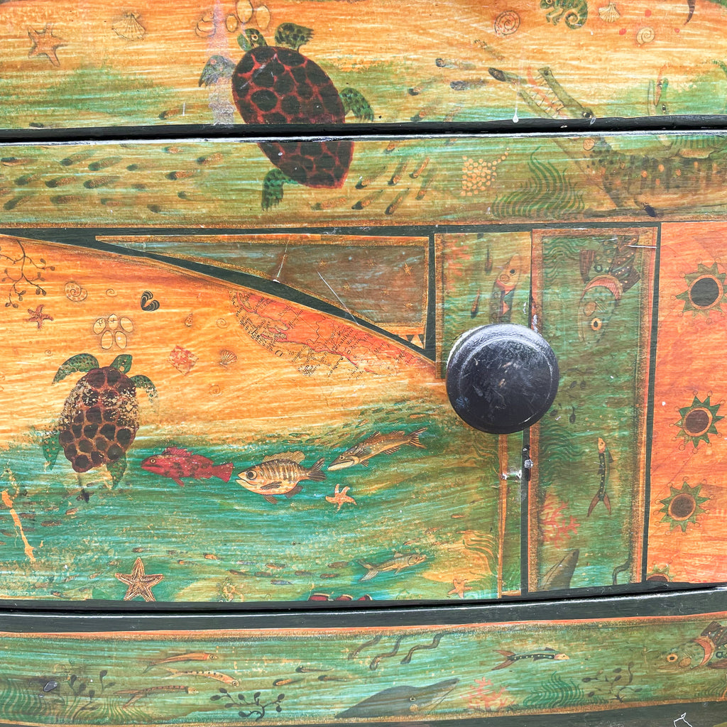 Vintage bow-fronted chest of drawers with ‘Garden of Eden’ mid-century decoupage - Moppet