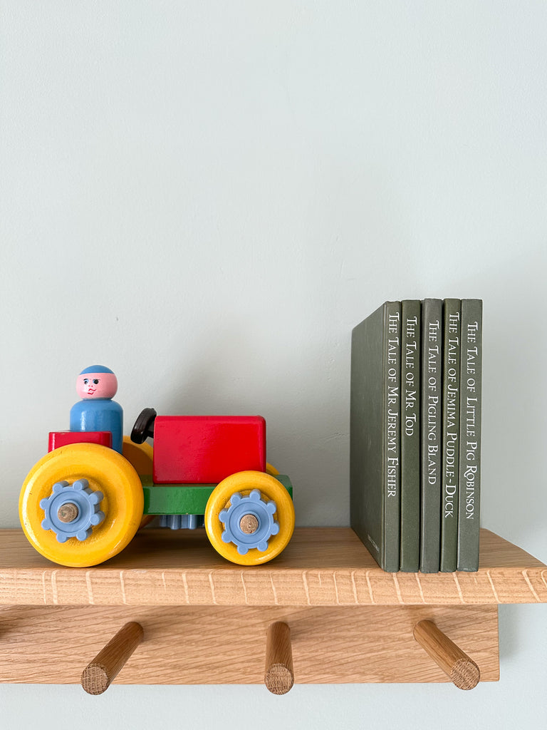 Vintage 1950s wooden Escor tractor with passenger, British made - Moppet