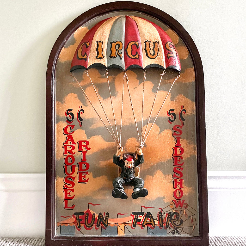 Vintage wooden children's circus sign with clown - Moppet