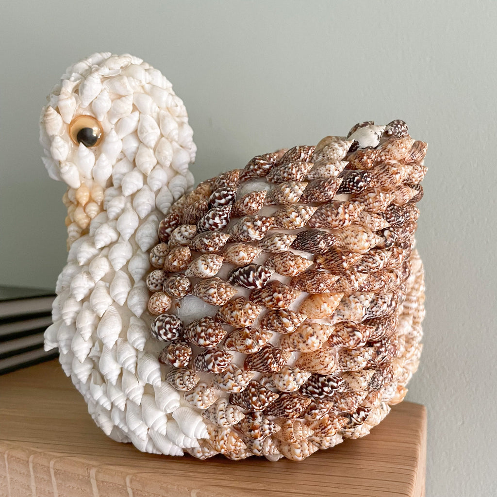 Vintage folk art sea-shell swan trinket dish or ornament - Moppet