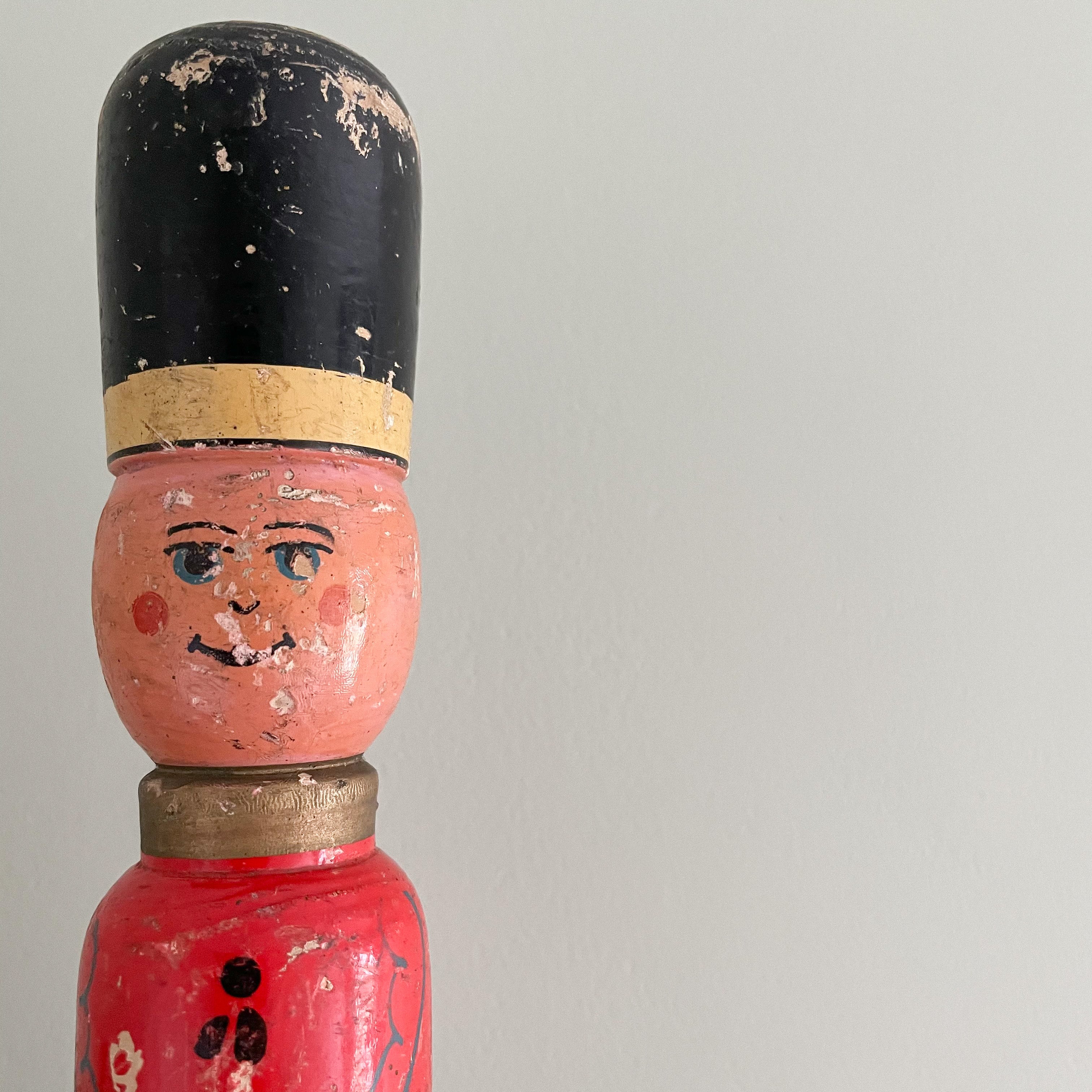 Vintage wooden toy soldier, hand carved and hand painted - Moppet