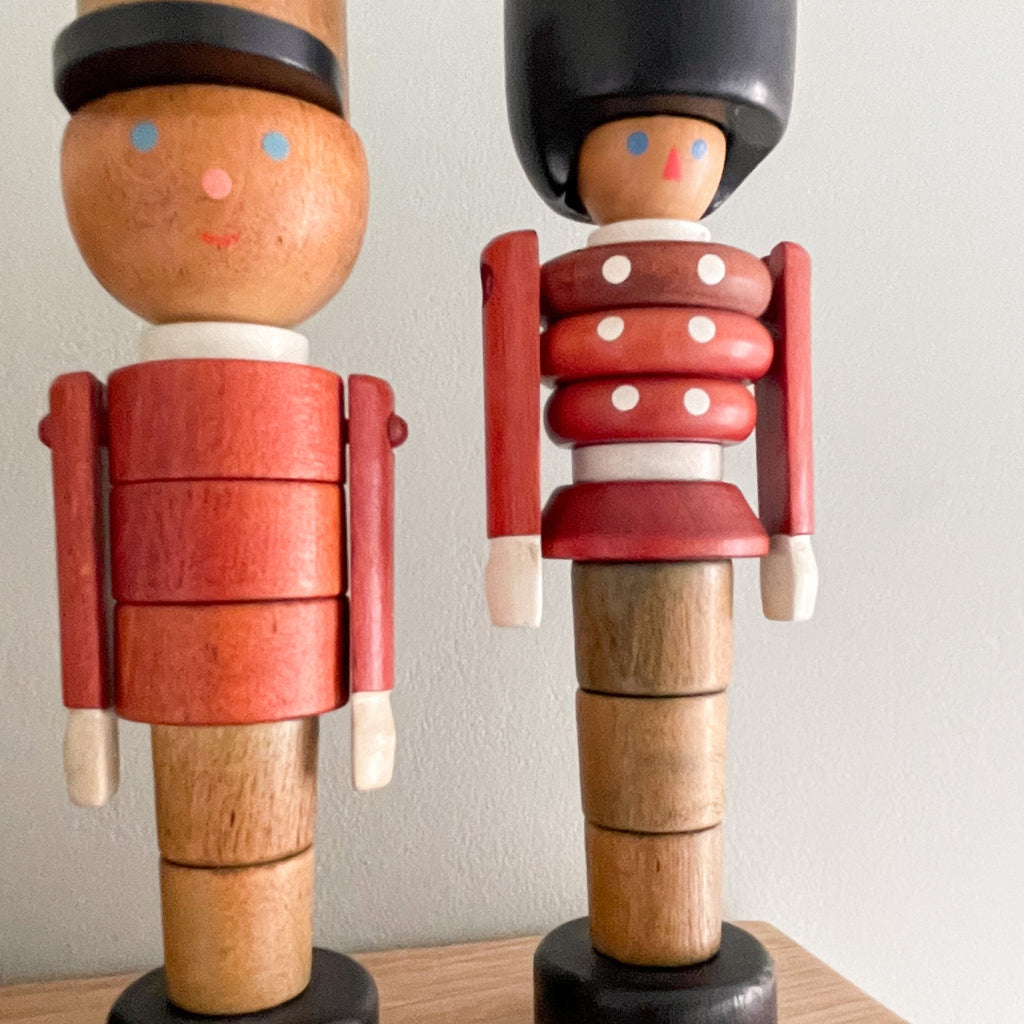 Vintage 1970s Czech wooden stacking toy soldier - Moppet