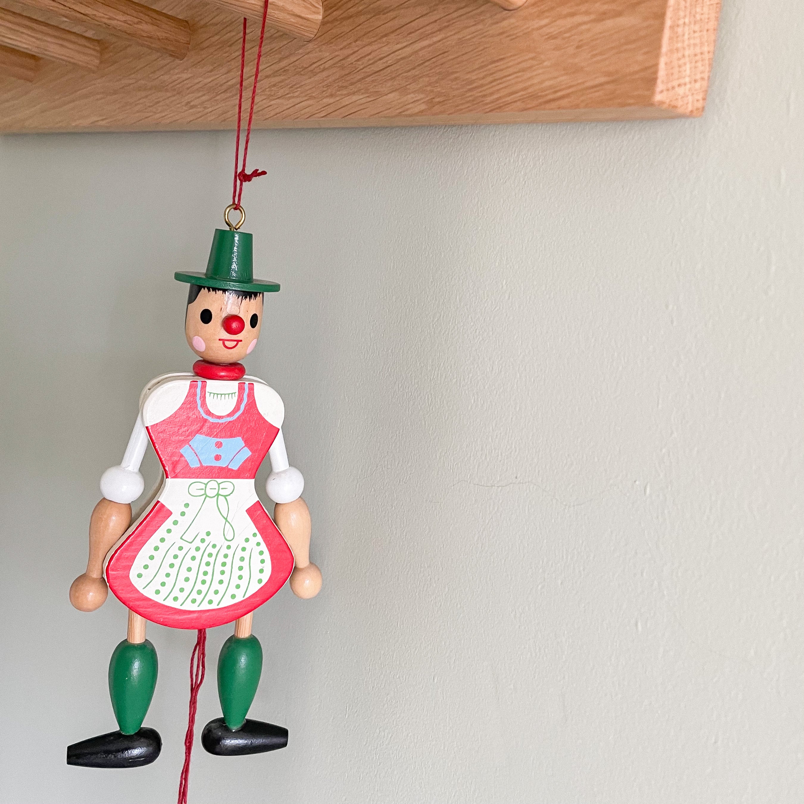 Vintage 1960s Austrian woman ‘Hampelmann’ jumping-jack pull toy - Moppet