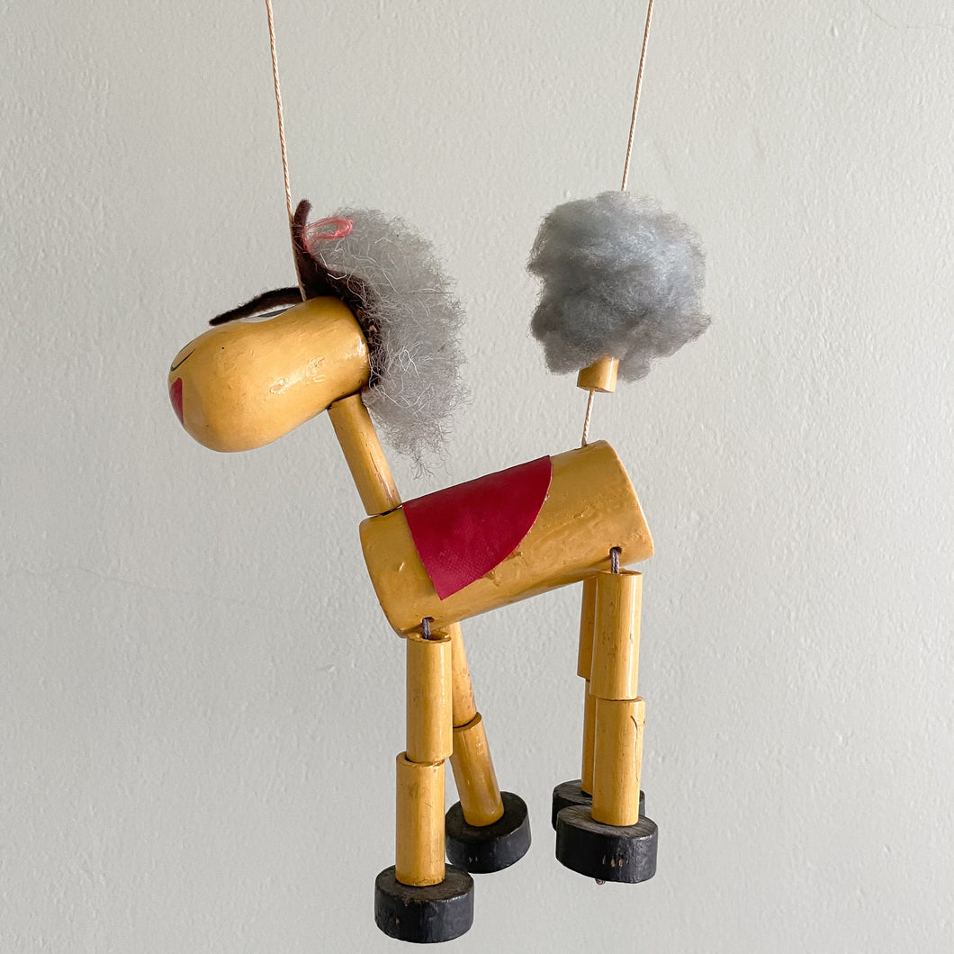 Vintage wooden horse string puppet - Moppet