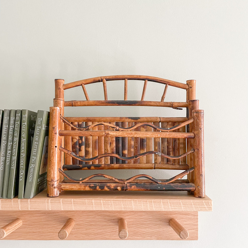 Vintage wavy bamboo letter rack or desk tidy - Moppet