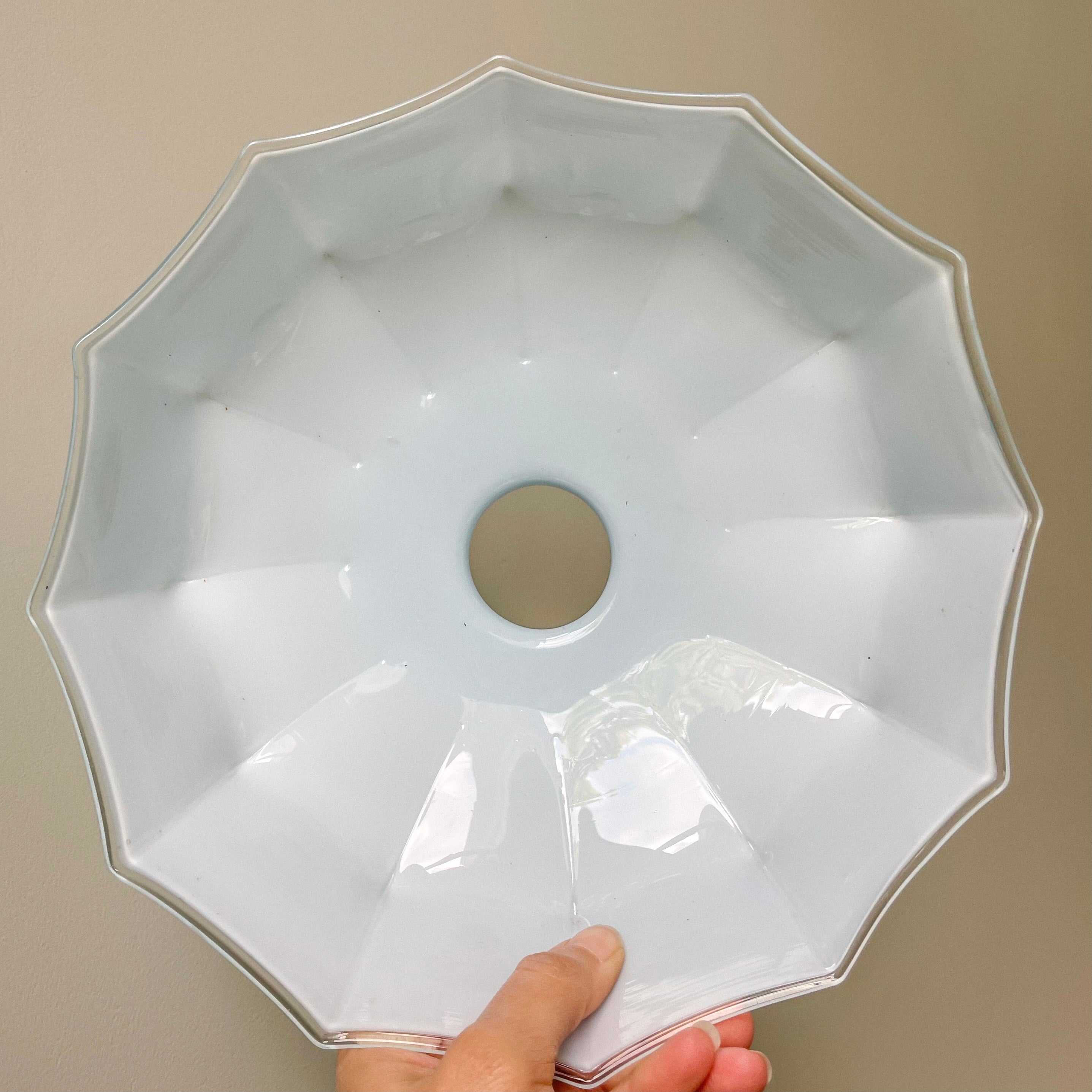 Vintage French rare Art Deco 1920s ceiling shade in a ‘handkerchief’ style with a frilly wavy edge | pale blue - Moppet