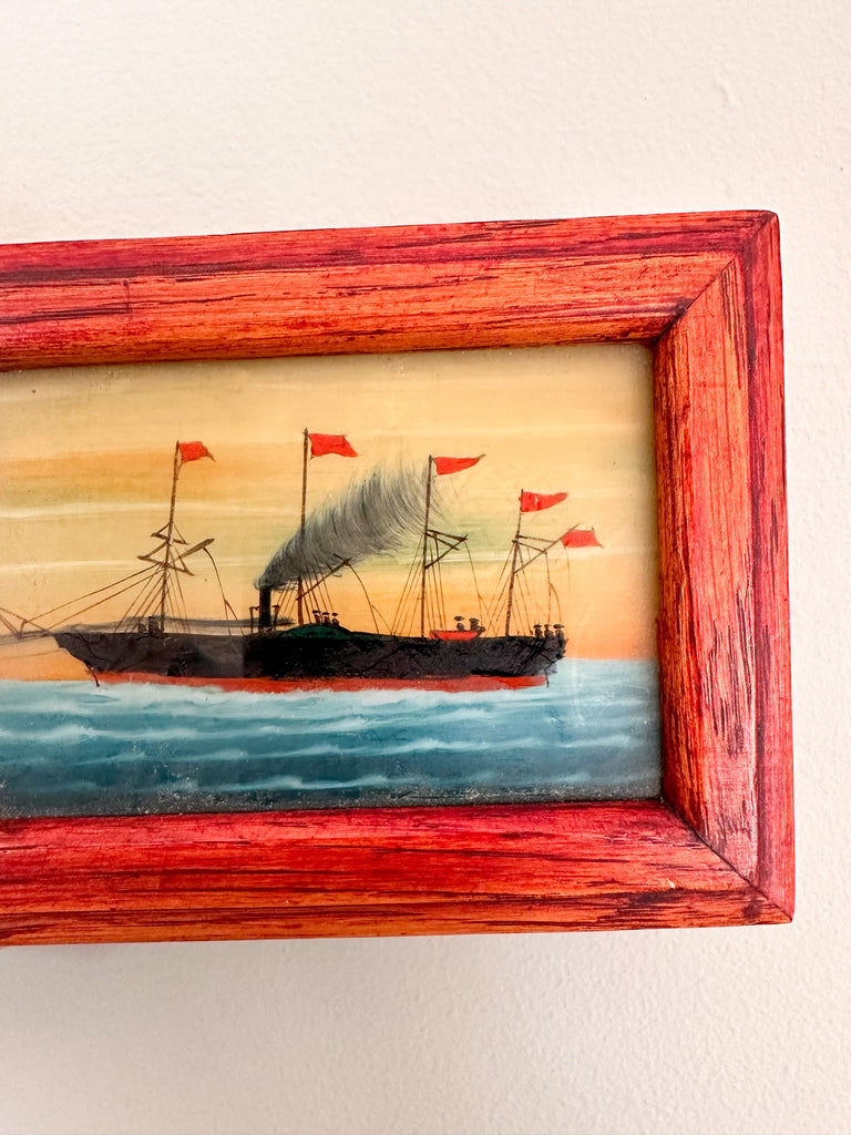 Vintage hand-painted steamliner/ship/boat trinket box - Moppet