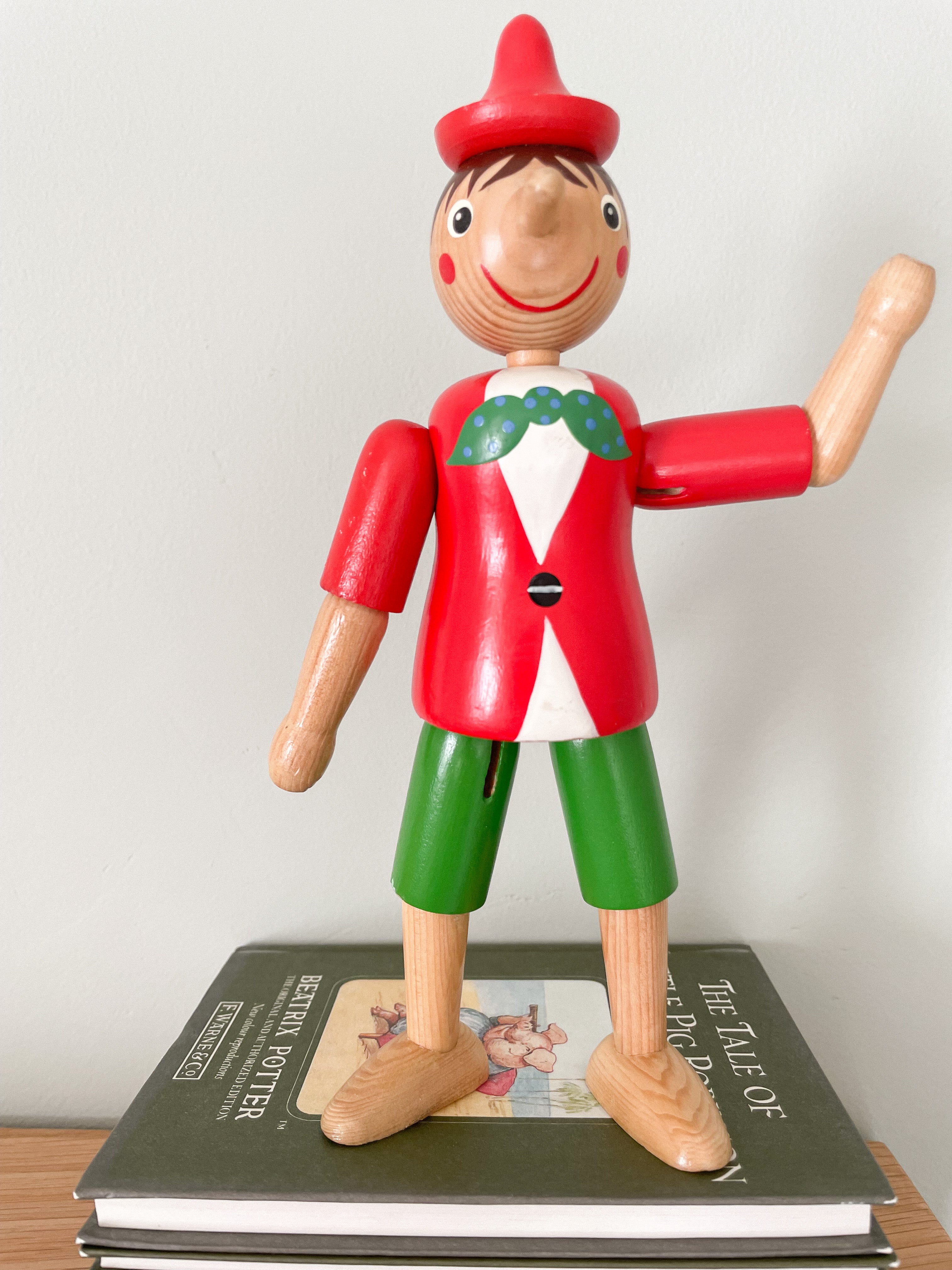 Vintage Italian wooden articulated wooden Pinocchio, by Sevi 1831 - Moppet