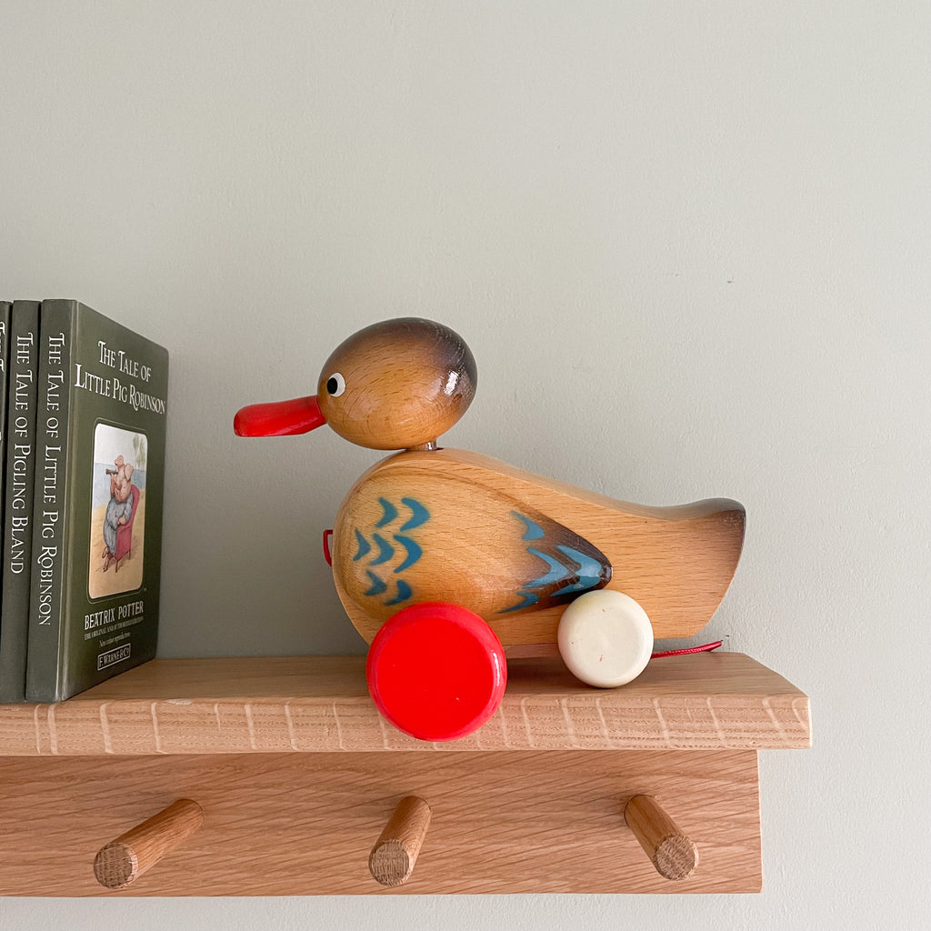 Vintage Czech wooden duck pull-along toy - Moppet