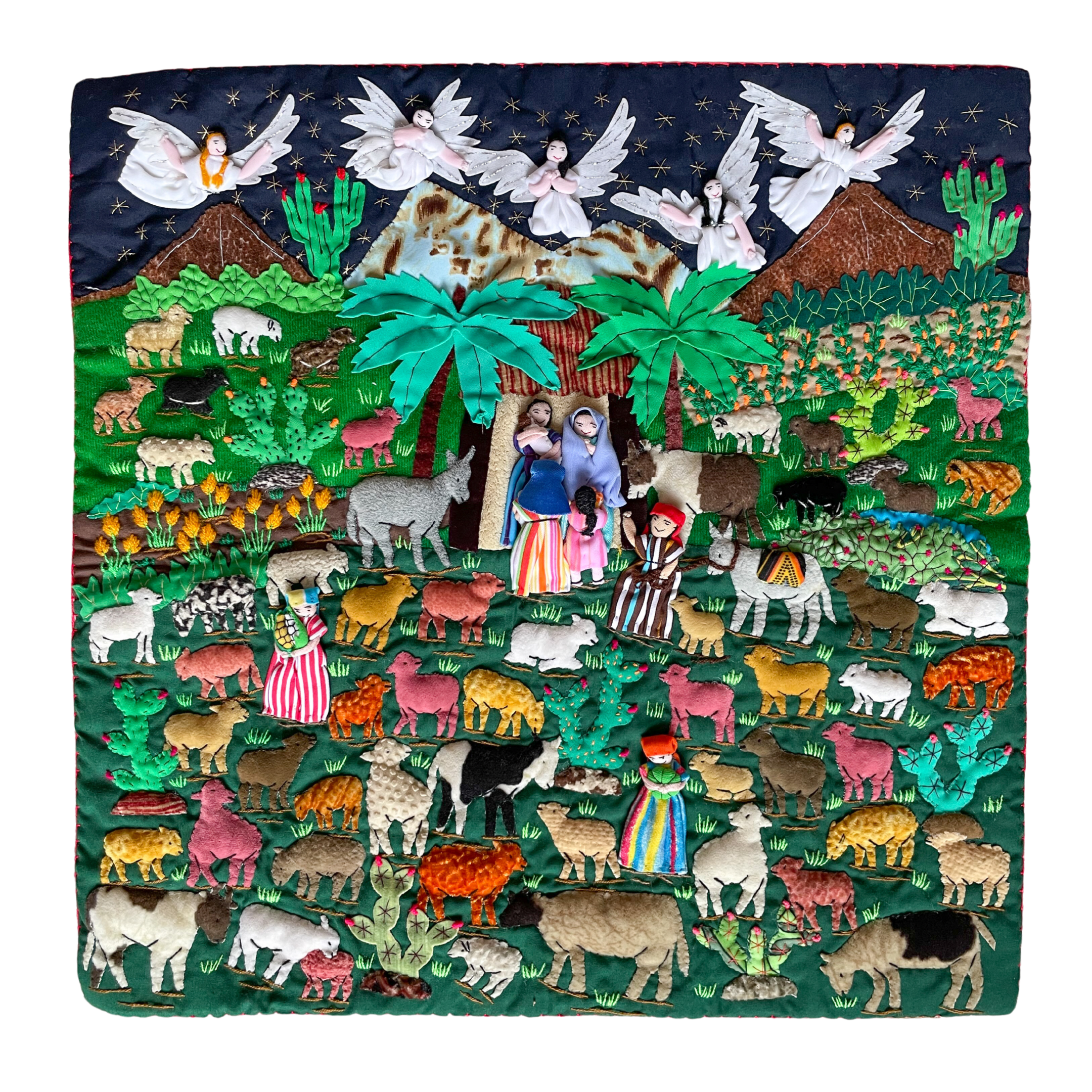 Vintage Peruvian appliqué Christmas nativity wall hanging - Moppet