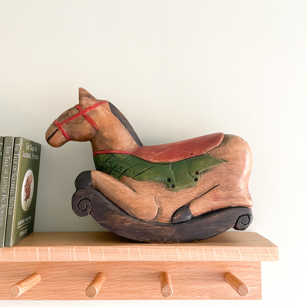 Vintage wooden hand-painted rocking horse bookend or decoration - Moppet