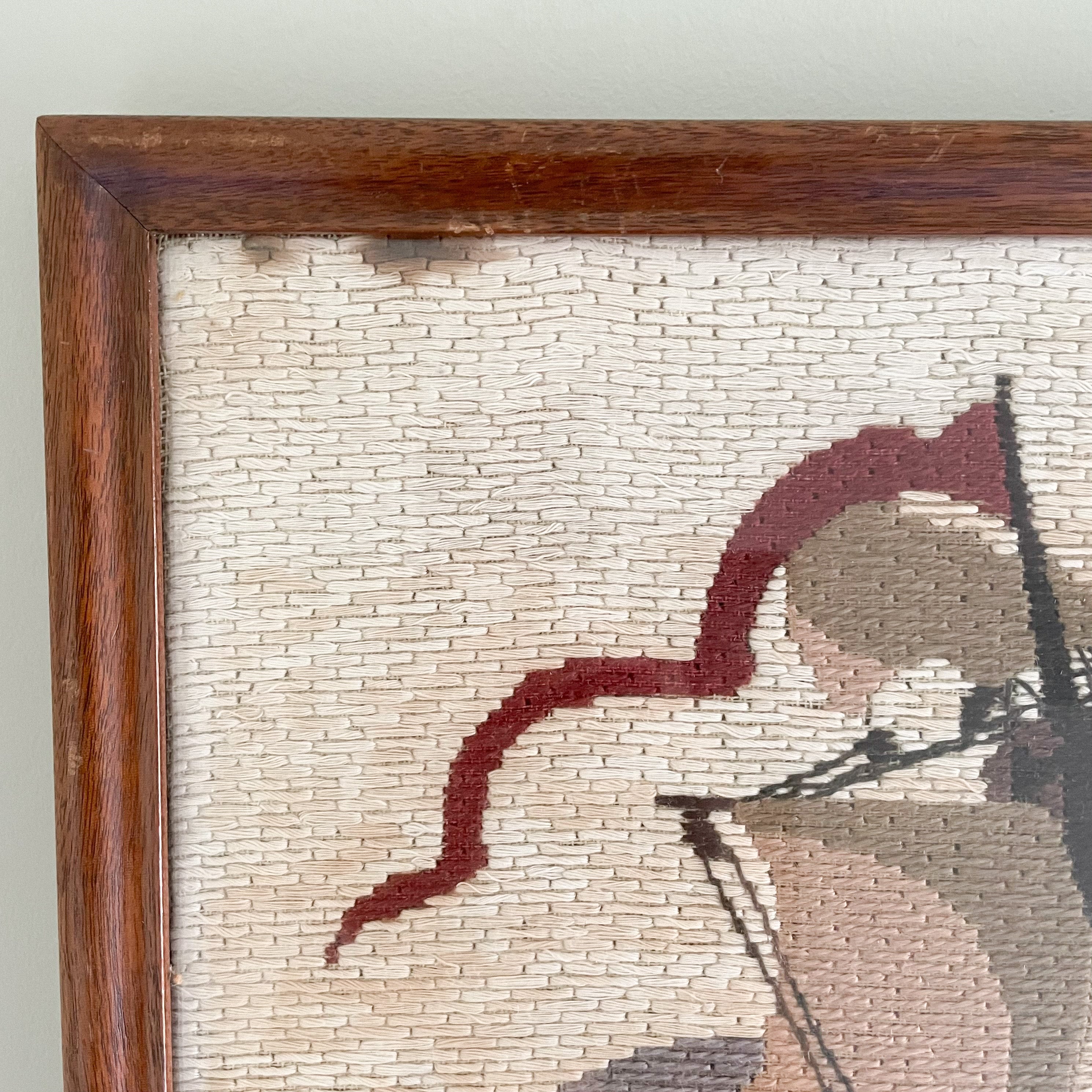 Vintage framed embroidery of a ship - Moppet