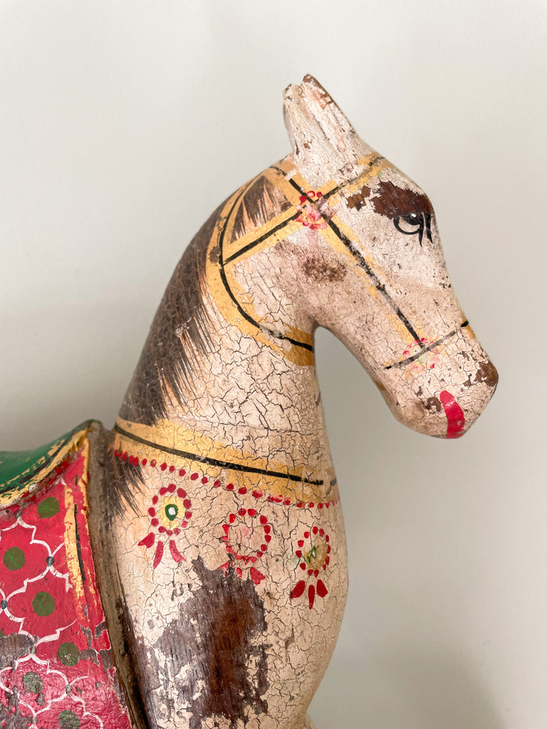 Vintage wooden folk art hand-painted horse - Moppet