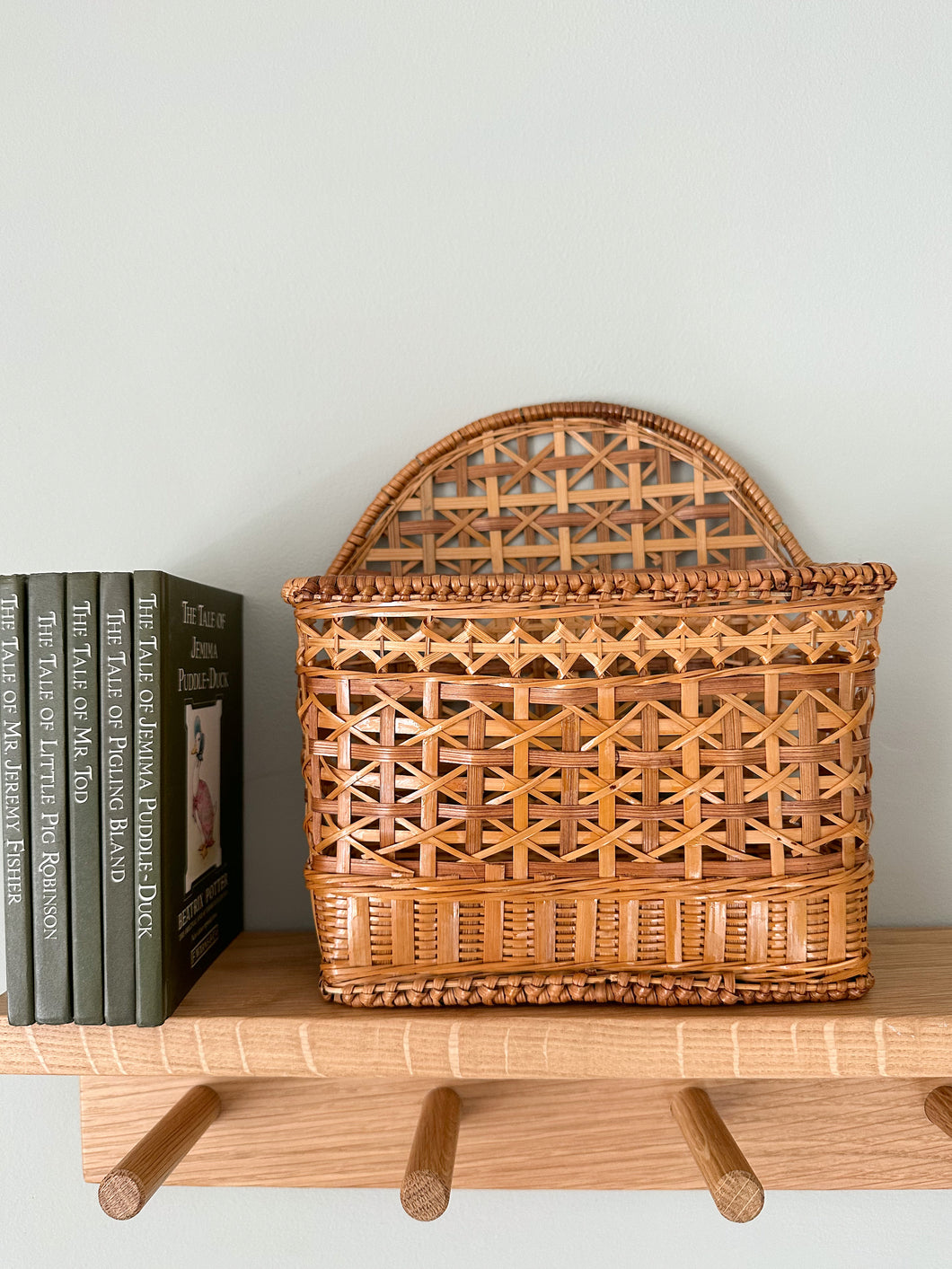 Vintage wicker/rattan letter rack/basket or desk tidy, wall mounted or free standing - Moppet