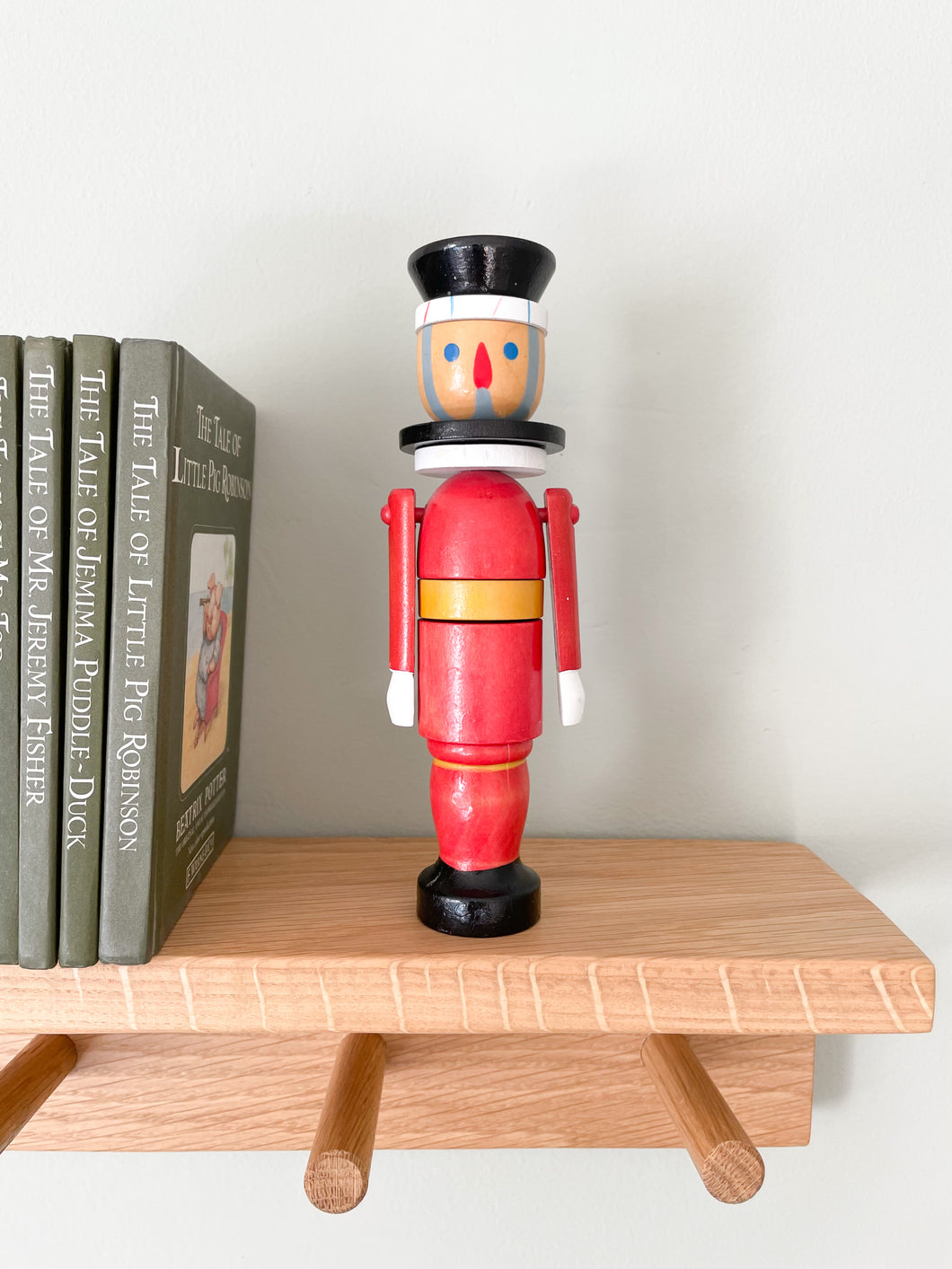 Vintage 1970s wooden stacking toy soldier - Moppet